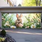 billige Garasjeportdeksler-vårspiser kanin utendørs garasjeportdeksel banner vakkert stort bakteppe dekorasjon for utendørs garasjeport hjem veggdekorasjoner arrangement fest parade