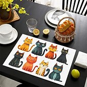 זול Placemats &amp; תחתיות וטריב-מחצלות שולחן 12x18 אינץ&#039; מחצלות שולחן לשולחן בדוגמת בעלי חיים לקישוט מטבח למסיבה