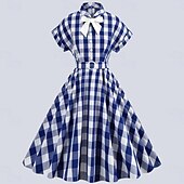 levne Šaty-Přehoz Klasik Retro A-Line šaty Flare šaty Pléd Kostkovaný Vzor gingham Dámské Dívčí Karneval Plesová maškaráda Dovolená Na den Čajový dýchánek Dospělé Šaty Šaty pro návrat domů Jaro léto