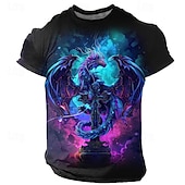 お買い得  頭蓋骨と骨-男性用 グラフィック 動物 ドラゴン Tシャツ 半袖 Tシャツ 3Dプリント クルーネック シャツ 日常 カジュアル サブカルチャー スポーツ・アウトドア 祝日 お出かけ ブルー パープル グリーン 春夏 衣類 S M L XL 2XL 3XL