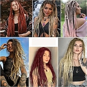 abordables Crocheter les cheveux-extensions dreadlock 24 pouces synthétique hippie simple extrémité dreads 15 brins ombre brun 0,6 cm largeur extensions loc style reggae crochet cheveux pour femmes