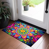 お買い得  玄関マット-絵画 曼荼羅 ボヘミアン 玄関マット V 滑り止め オイルプルーフ ラグ 屋内 屋外 マット 寝室 装飾 バスルーム マット 玄関 ラグ
