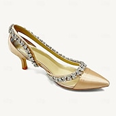 abordables Semiformal-Tacones de punta puntiaguda para mujer con adornos de cristal: elegantes zapatos de boda y de noche.