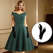 levne oblečení-koktejlové šaty vintage šaty šaty řadové šaty čajové šaty světlice dámský kostým mimo rameno vintage cosplay návrat domů svatba bez rukávů řadové šaty