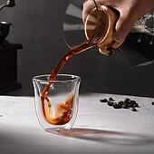 お買い得  コーヒーアプライアンス-150 ミリリットルクリア二重壁ガラスコーヒーマグ断熱層カップセットバーティーミルクジュース水エスプレッソショットグラス