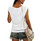 cheap Plain tee-T Shirt Tank Women&#039;s Black White Yellow Plain Basic Daily Daily V Neck Regular Fit S