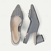 ieftine Pantofi casual dama-Pentru femei Tocuri Mărime Plus Size Pantofi Flyknit Nuntă În aer liber Birou Dungi Cataramă Blocați călcâiul Vârf ascuțit Modă Clasic Confortabili Plimbare Croșet Loafer Migdală Negru Galben