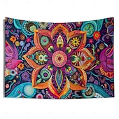 tanie Tkanina mandali-kolorowa mandala artystyczna wisząca gobelin sztuka ścienna duży gobelin mural wystrój fotografia tło koc zasłona strona główna sypialnia dekoracja salonu