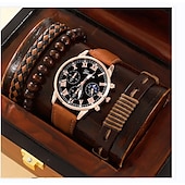 cheap Quartz Watches-Men&#039;s 4pcs/Set Quartz Watch for Men Analog Quartz Retro Stylish Chronograph Alloy Nylon Sport Style Watches