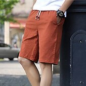 levne Klasický-Pánské Kraťasy Lněné šortky Letní šortky Kapsy Šňůrky Elastický pas Bez vzoru Pohodlné Prodyšné Krátký Ležérní Denní Dovolená Módní Klasický styl Černá Bílá