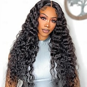 economico Parrucche lace front capelli veri-Parrucche anteriori in pizzo sciolte a onda profonda 13x6 per capelli umani Parrucche anteriori in pizzo trasparenti HD da 26 pollici Parrucche frontali in pizzo a onda profonda con densità del 180%