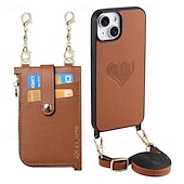 זול נרתיקים לאייפון-טלפון מגן עבור אייפון 16 iPhone 15 Pro Max iPhone 14 13 12 Pro Max Plus מארז כרטיס ארנק ניתן לניתוק רוכסן עם שרוך לב רטרו TPU עור PU