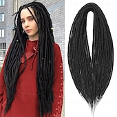 abordables Crocheter les cheveux-extensions dreadlocks dreads synthétiques 24 pouces 15 brins extensions de dreadlocks à double extrémité extrémités droites dreads de style hipple 0,6 cm de largeur extensions dread pour femmes