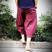 ieftine Retro-Bărbați Pantaloni de in Pantaloni de vară Pantaloni de plajă Cordon Buzunar Talie elastică Simplu Confort Respirabil Lungime gambă Zilnic Plajă Vacanță Hawaiană Boho Gri Închis