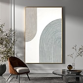 billiga Abstrakta målningar-handmålad 3d väggkonst blå minimalism texturmålning handgjord blå väggkonst blå texturerad oljemålning väggkonstmålning stor blå abstrakt knivmålning redo att hänga eller duk