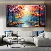 Handmade Original forest Oil Painting On Canvas Wall tree Art Painting for Home Decor With Stretched Frame/Without Inner Frame Painting4