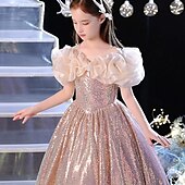 preiswerte Märchen-Motto-Kleider-kinderkleidung Mädchen Party Kleid Feste Farbe Ärmellos Leistung Hochzeit Gitter Prinzessin Süß Gitter Mitte der Wade Etuikleid Tüll-Kleid Blumenmädchenkleid Sommer Frühling Herbst 2-12 Jahre Rosa