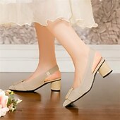 ieftine Pantofi casual dama-Pentru femei Tocuri Mărime Plus Size Pantofi Flyknit Nuntă În aer liber Birou Dungi Cataramă Blocați călcâiul Vârf ascuțit Modă Clasic Confortabili Plimbare Croșet Loafer Migdală Negru Galben