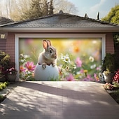 billige Garasjeportdeksler-vårspiser kanin utendørs garasjeportdeksel banner vakkert stort bakteppe dekorasjon for utendørs garasjeport hjem veggdekorasjoner arrangement fest parade