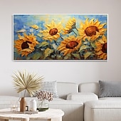 preiswerte Blumen-/Botanische Gemälde-Handgemaltes 3D-Sonnenblumen-Leinwand-Textur-Kunstgemälde, handgefertigtes abstraktes Messer-Sonnenblumen-Heimgemälde, handgefertigtes Landschafts-Pflanzenölgemälde für