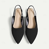 cheap Women&#039;s Flats-Women&#039;s Sandals Flats Plus Size Flyknit Shoes Outdoor Work Daily Striped Flat Heel Pointed Toe Classic Casual Comfort Walking Knit Loafer Elastic Band Almond Black Yellow