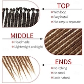abordables Crocheter les cheveux-extensions dreadlock 24 pouces synthétique hippie simple extrémité dreads 15 brins ombre brun 0,6 cm largeur extensions loc style reggae crochet cheveux pour femmes