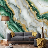 cheap Wallpaper-Cool Wallpapers Green Gold 3D Wallpaper Wall Mural Marble Abstract Roll Sticker Peel and Stick Removable PVC/Vinyl Material Self Adhesive/Adhesive Required Wall Decor for Living Room Kitchen Bathroom