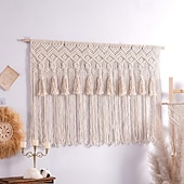 levne Nástěnné tapiserie-macrame závěs na zeď macrame záclonový závěs na okenní dveře boho macrame nástěnný gobelínový dekor se střapcem