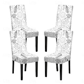 abordables Funda para silla de comedor-Juego de 4 fundas para silla de comedor de spandex elástico, funda protectora para silla elástica con estampado floral, funda para asiento con banda elástica para comedor, boda, ceremonia, banquete,
