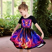 abordables Robe Papillon 3D-FILLE 3D Papillon Robe Manche Courte 3D effet Eté du quotidien Vacances Décontractées Magnifique Enfants 3-12 ans Robe casual Robe Patineuse Au dessus du genou Standard