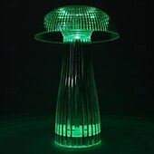 abordables Lámparas de mesa-Lámpara de medusas creativa moderna, lámpara de mesa recargable de cristal, luces nocturnas, atenuador táctil de hongo, lámpara rgb, 16 colores para la decoración de la mesita de noche del hogar,