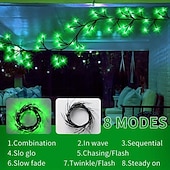 abordables Guirlandes lumineuses USB-St. Guirlande lumineuse décorative verte de la fête de la patrick, 96 perles, alimentation usb, 8 modes