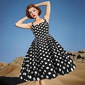 ieftine Rochii-1950 Retro / vintage rockabilly Rochii Costum de petrecere Rochie Flare Buline Costume de fancy Pentru femei Petrecere / Seara Petrecerea Burlăcițelor Adulți Rochie Rochii de acasă