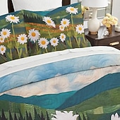 economico Set copripiumino-set copripiumino con motivo paesaggistico set morbido set di biancheria da letto in cotone di lusso in 3 pezzi set decorazioni per la casa regalo twin completo king size copripiumino queen size