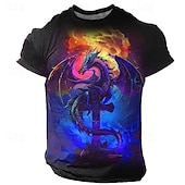お買い得  頭蓋骨と骨-男性用 グラフィック 動物 ドラゴン Tシャツ 半袖 Tシャツ 3Dプリント クルーネック シャツ 日常 カジュアル サブカルチャー スポーツ・アウトドア 祝日 お出かけ ブルー パープル グリーン 春夏 衣類 S M L XL 2XL 3XL