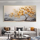 cheap Tree Oil Paintings-Hand painted  Cherry Tree Oil Painting on Canvas Large handmade Textured gold tree oil painting Wall Art Abstract Blooming Tree Painting for Bedroom hotel Wall Decor Nature Art Decor