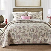 economico Copriletti, coperte e completi-Set trapunta con motivo floreale a forma di uccello in cotone 100%, set copriletto copriletto king size per tutte le stagioni, set di biancheria da letto oversize leggero