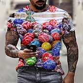 billige T-skjorter med 3D-trykk til herrer-Påske Herre Grafisk Egg Kortermet skjorte T-skjorte T-skjorte T-skjorte Kortermet T skjorte 3D-utskrift Crew-hals Skjorte Mote Designer Fritid Daglig Ferie Feriereise Rød Blå Himmelblå Sommer Klær M