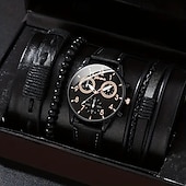 cheap Quartz Watches-Men&#039;s 4pcs/Set Quartz Watch for Men Analog Quartz Retro Stylish Chronograph Alloy Nylon Sport Style Watches