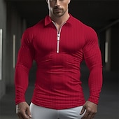 abordables Polo Classique pour Hommes-Homme POLO Polo quart de zip Travail Usage quotidien Revers manche longue Mode Confortable Plein Bandes verticales Fermez Printemps &amp; Automne Standard Bleu Ciel Noir Blanche Vert Claire Rose Claire