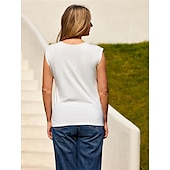 cheap Plain tee-T Shirt Tank Women&#039;s Black White Yellow Plain Basic Daily Daily V Neck Regular Fit S