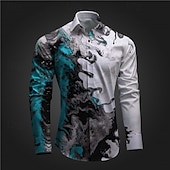 economico Modello 3D-Per uomo 3D Print Camicia con bottoni Camicie stampate Manica lunga Sottoculturale Da mare Feste Strada Primavera estate Collo ripiegabile Stampa Bottone giù Rosso Blu Viola Verde Grigio