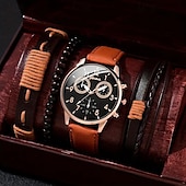 cheap Quartz Watches-Men&#039;s 4pcs/Set Quartz Watch for Men Analog Quartz Retro Stylish Chronograph Alloy Nylon Sport Style Watches