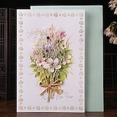 cheap Stickers-Handmade Dried Flowers Greeting Cards Thank You Card Birthday Party Graduation Wedding Invitation Anniversary Card Flower Bouquet Card for Wife Valentine Mom Day Gift