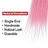 abordables Crocheter les cheveux-Extensions de dreadlocks synthétiques fines de 14 pouces 0,6 cm 20 brins extension de dreadlocks reggae courte à une extrémité rose dreads loc 14