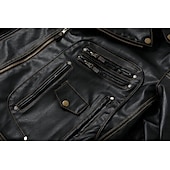 preiswerte Kunstlederjacke-Herren Kunstlederjacke Bikerjacke Vintage Lederjacke Straße Motorrad Thermowarm Tasche Frühling &amp; Herbst Einfarbig Streetwear Lässig Umlegekragen Regulär Kunstleder Schwarz Braun Jacken