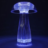 abordables Lámparas de mesa-Lámpara de medusas creativa moderna, lámpara de mesa recargable de cristal, luces nocturnas, atenuador táctil de hongo, lámpara rgb, 16 colores para la decoración de la mesita de noche del hogar,