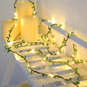 halpa Paristokäyttöinen-vihreä lehti led merkkijono 2m 20 leds kultalehti keiju valot ikkunoihin parveke puutarha sisä ulkopuutarha ystävänpäivä ramadan hääjuhla koristelu