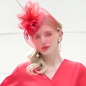 Недорогие Фасцинаторы-Hats Tulle Sinamay Saucer Hat Top Hat Wedding Cocktail Elegant Wedding With Feather Headpiece Headwear