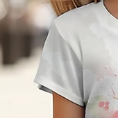 cheap Girl&#039;s 3D Animals-Girls&#039; 3D Floral Dinosaur Tee Shirts Pink Short Sleeve 3D Print Summer Active Fashion Cute Polyester Kids 3-12 Years Crew Neck Outdoor Casual Daily Regular Fit